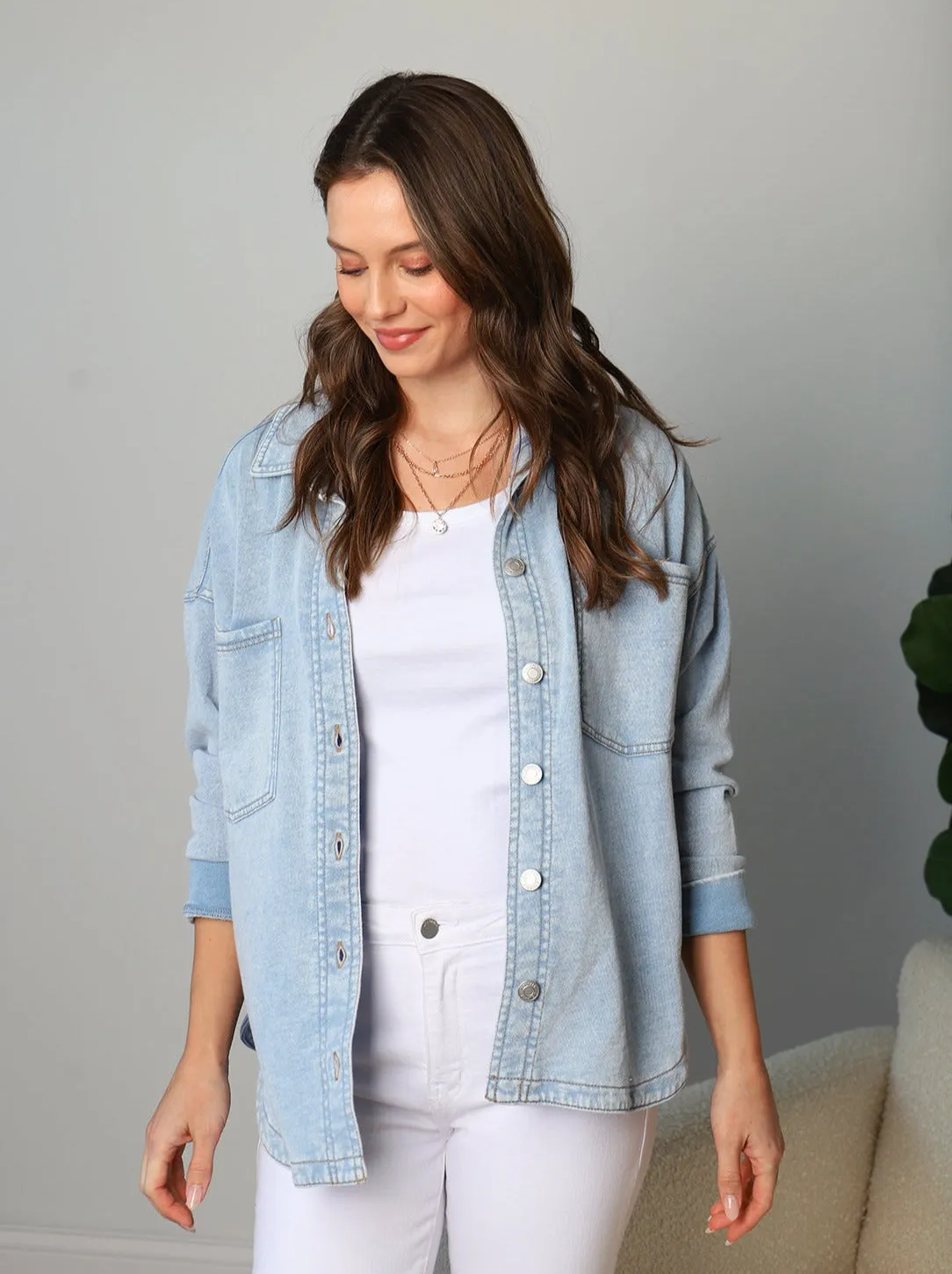 {Z Supply} All Day Knit Denim Shacket